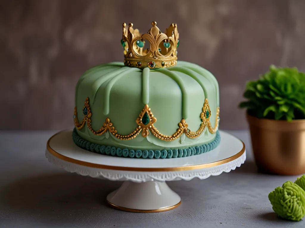 Elegant prinsesstårta med grönt marsipantäcke